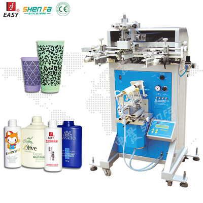 Silindir bardaklar şişeler plastik cam metal malzeme için ekran baskı makinesi 60W